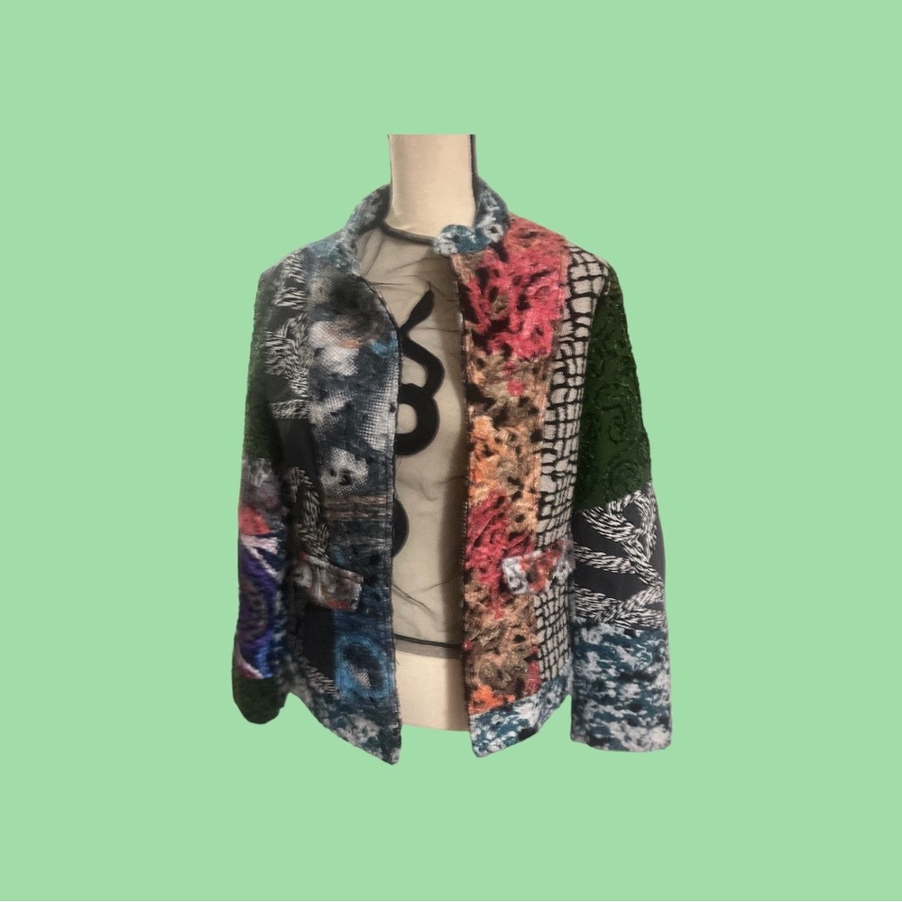 Tapestry Jacket W Patchwork Pattern Print Size La… - image 2